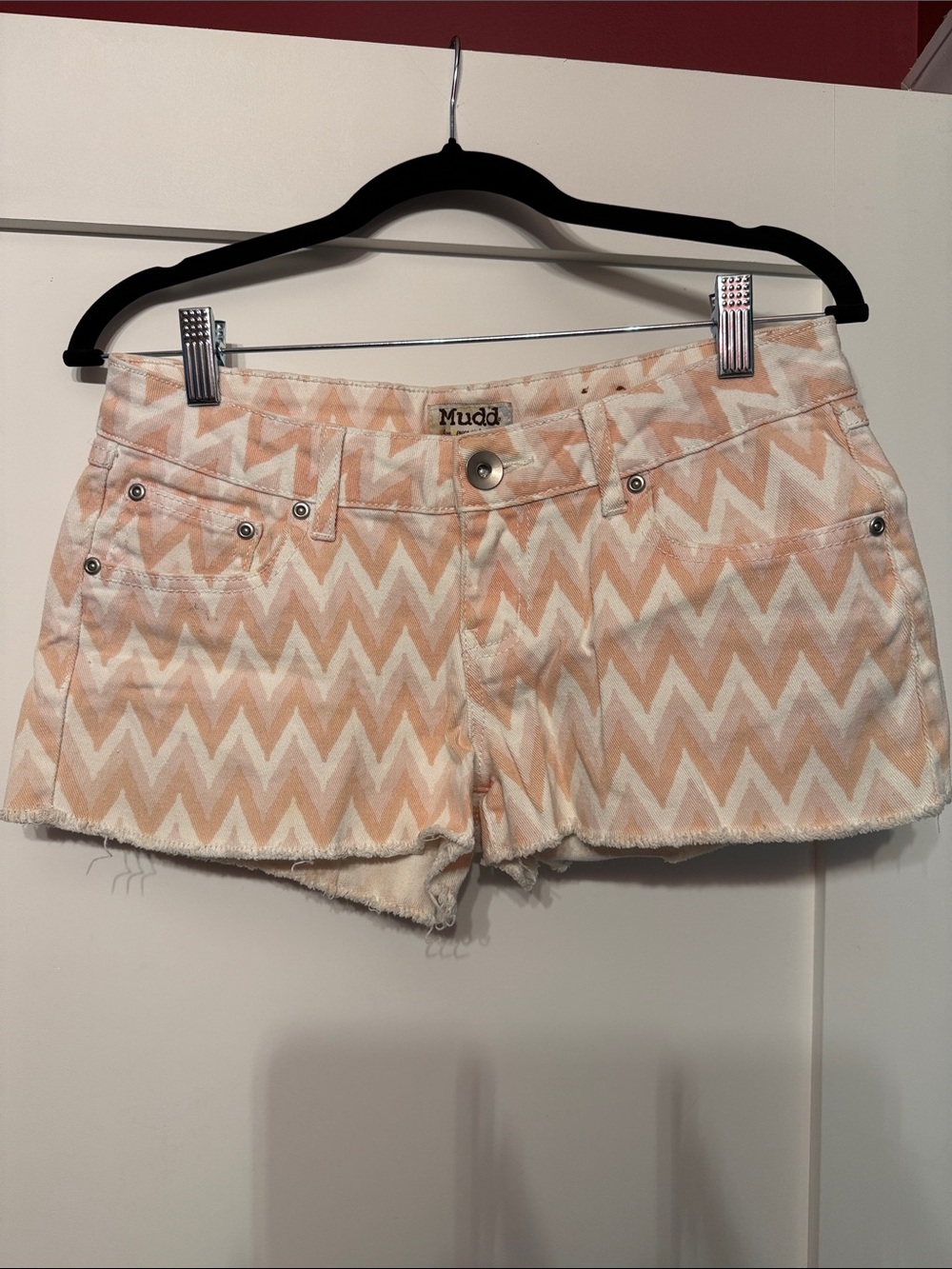 Mudd Peach Chevron Denim Shorts